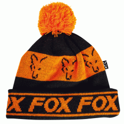 Fox - Fox Black/Orange - Lined Bobble Hat - Czapka zimowa z pomponem